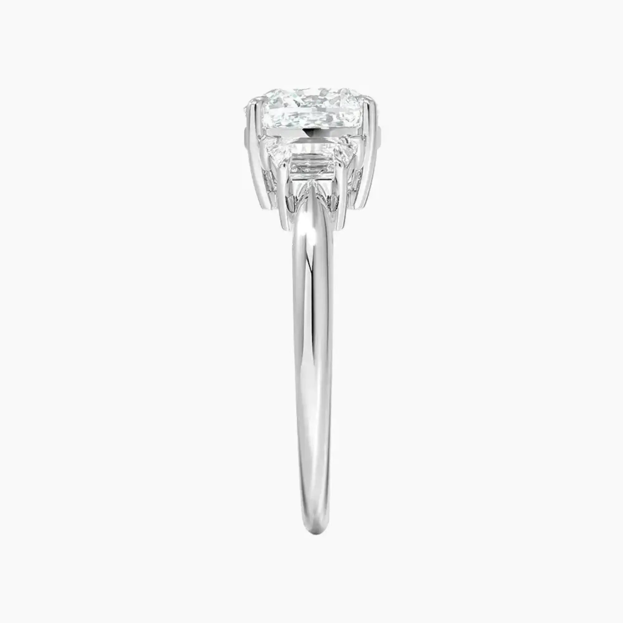Oriana Cushion Three Stone 1.5 Carat Lab Grown Diamond Engagement Ring in 18K White Gold