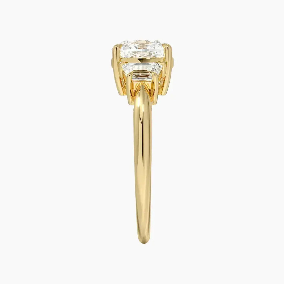 Oriana Cushion Three Stone 2.5 Carat Lab Grown Diamond Engagement Ring in 14K Rose Gold