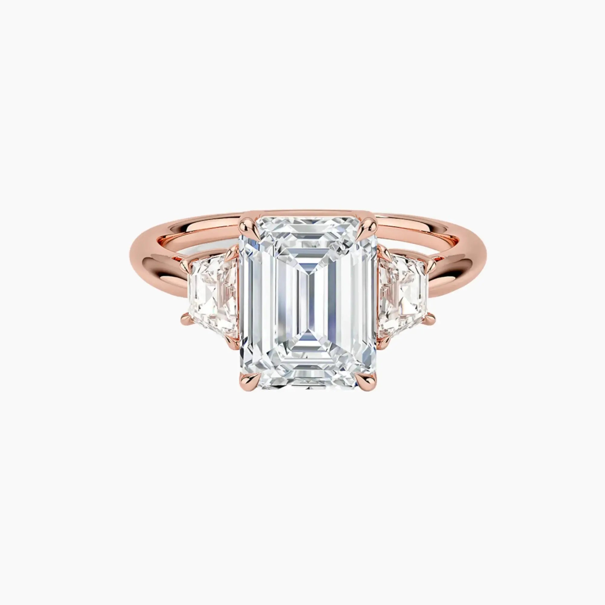 Oriana Emerald Three Stone 3 Carat Lab Grown Diamond Engagement Ring in 18K White Gold