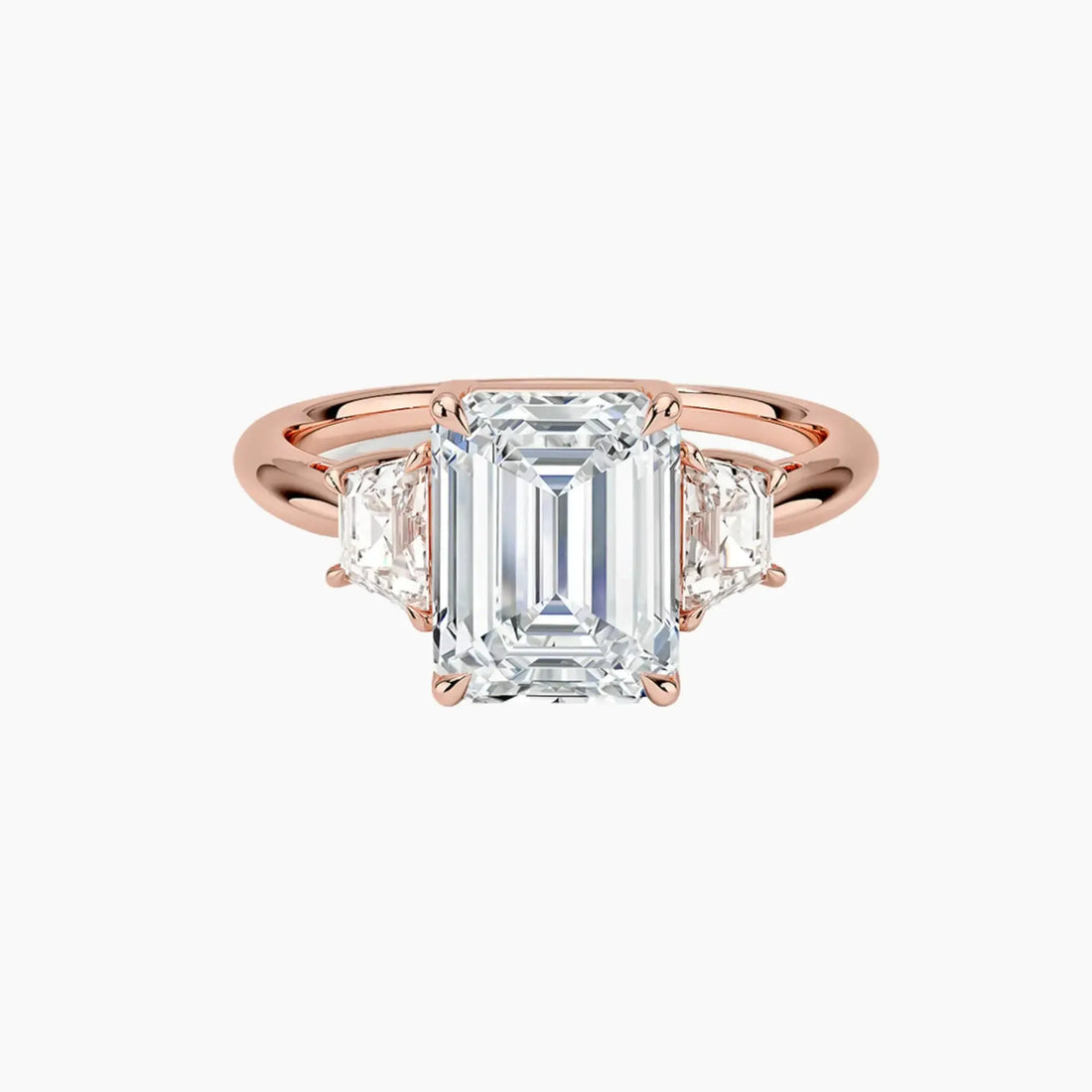 Oriana Emerald Three Stone 2.5 Carat Lab Grown Diamond Engagement Ring in 14K White Gold