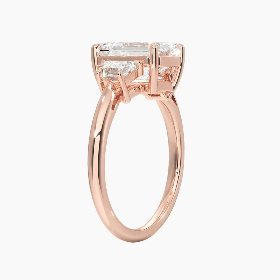 Oriana Emerald Three Stone Diamond Ring Setting in 18K Rose Gold