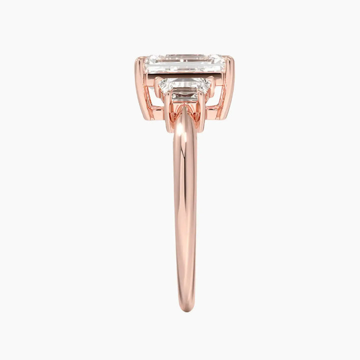 Oriana Emerald Three Stone 3 Carat Lab Grown Diamond Engagement Ring in 18K Yellow Gold