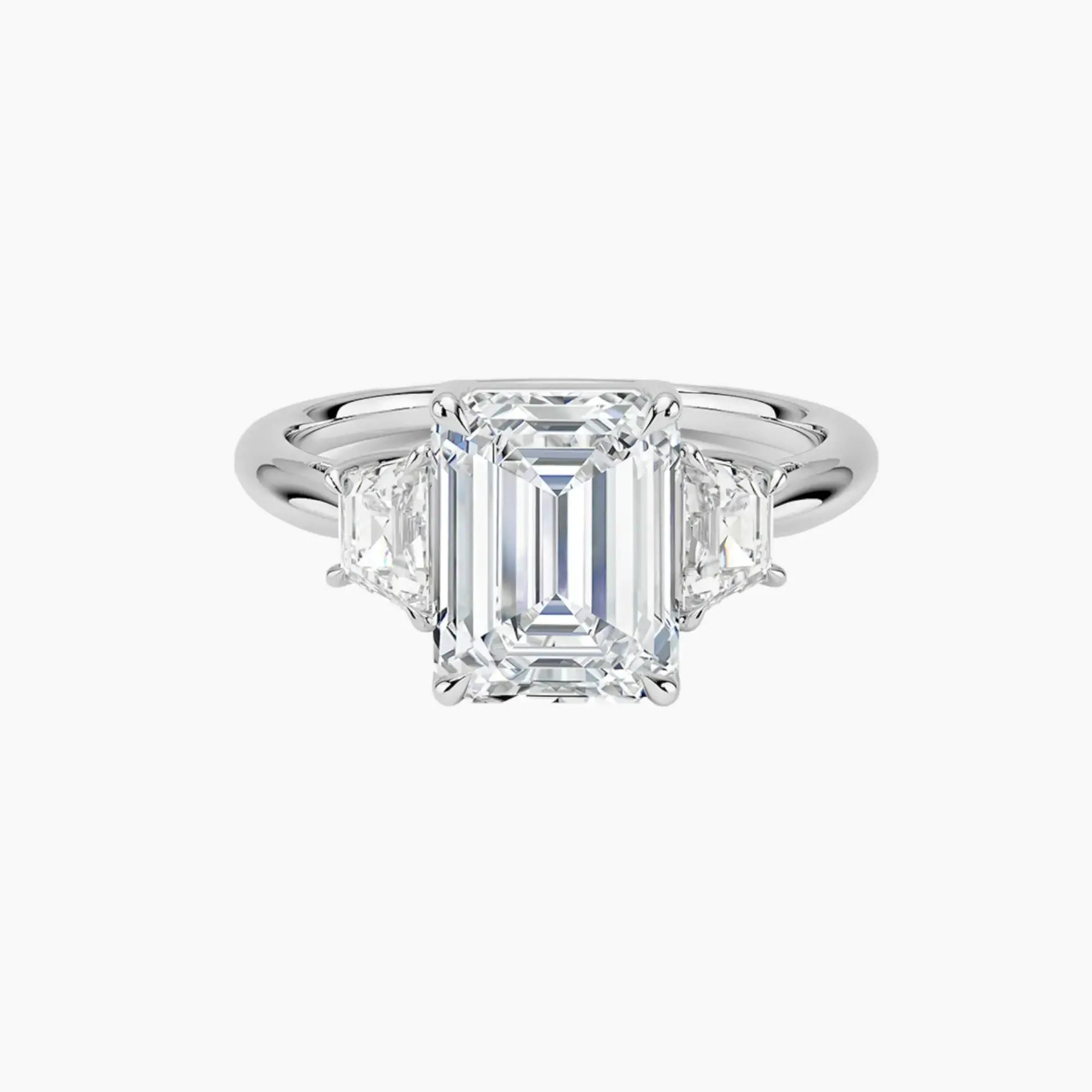 Oriana Emerald Three Stone Diamond Ring Setting in 18K Yellow Gold