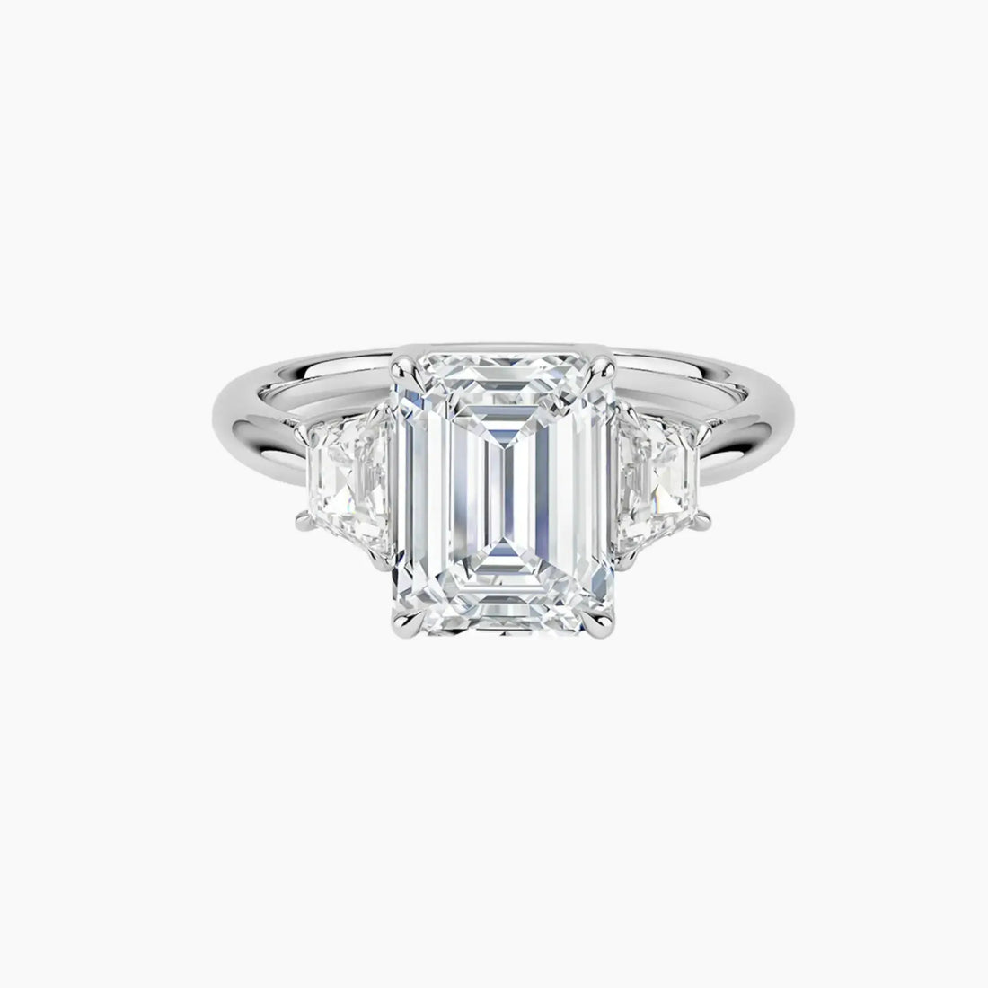 Oriana Emerald Three Stone 2 Carat Lab Grown Diamond Engagement Ring in 18K Rose Gold