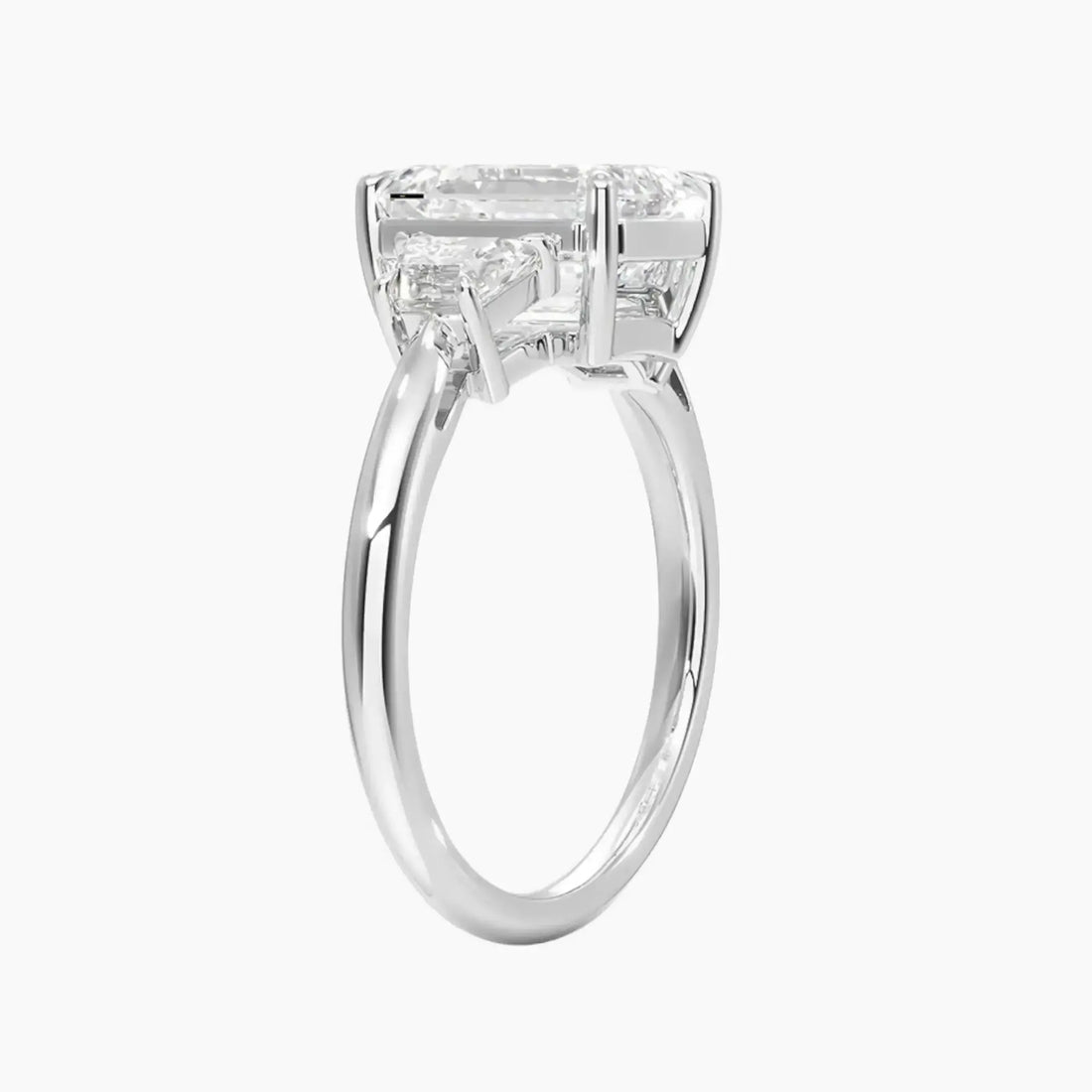 Oriana Emerald Three Stone 2 Carat Lab Grown Diamond Engagement Ring in 14K Rose Gold