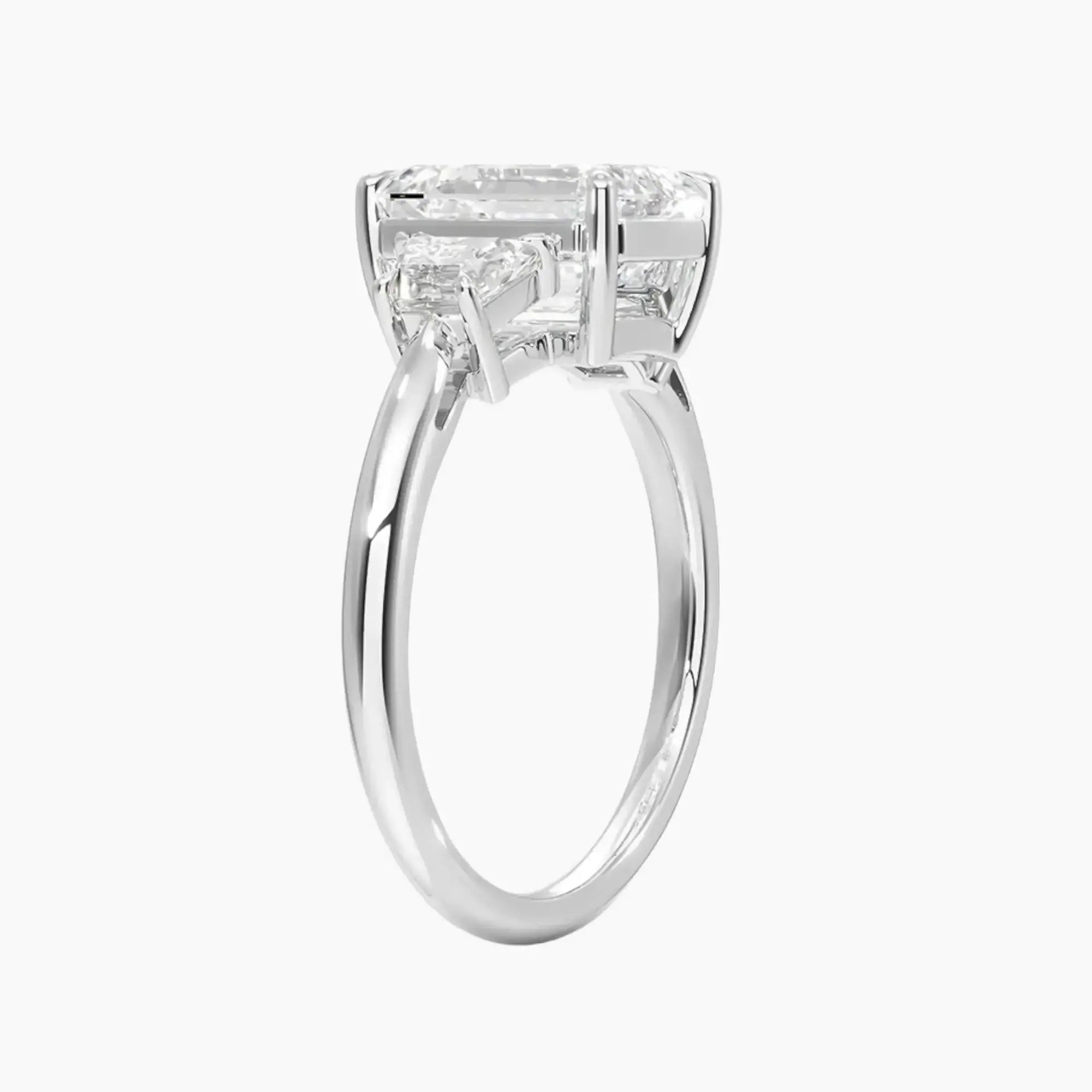 Oriana Emerald Three Stone 3 Carat Lab Grown Diamond Engagement Ring in 18K Yellow Gold