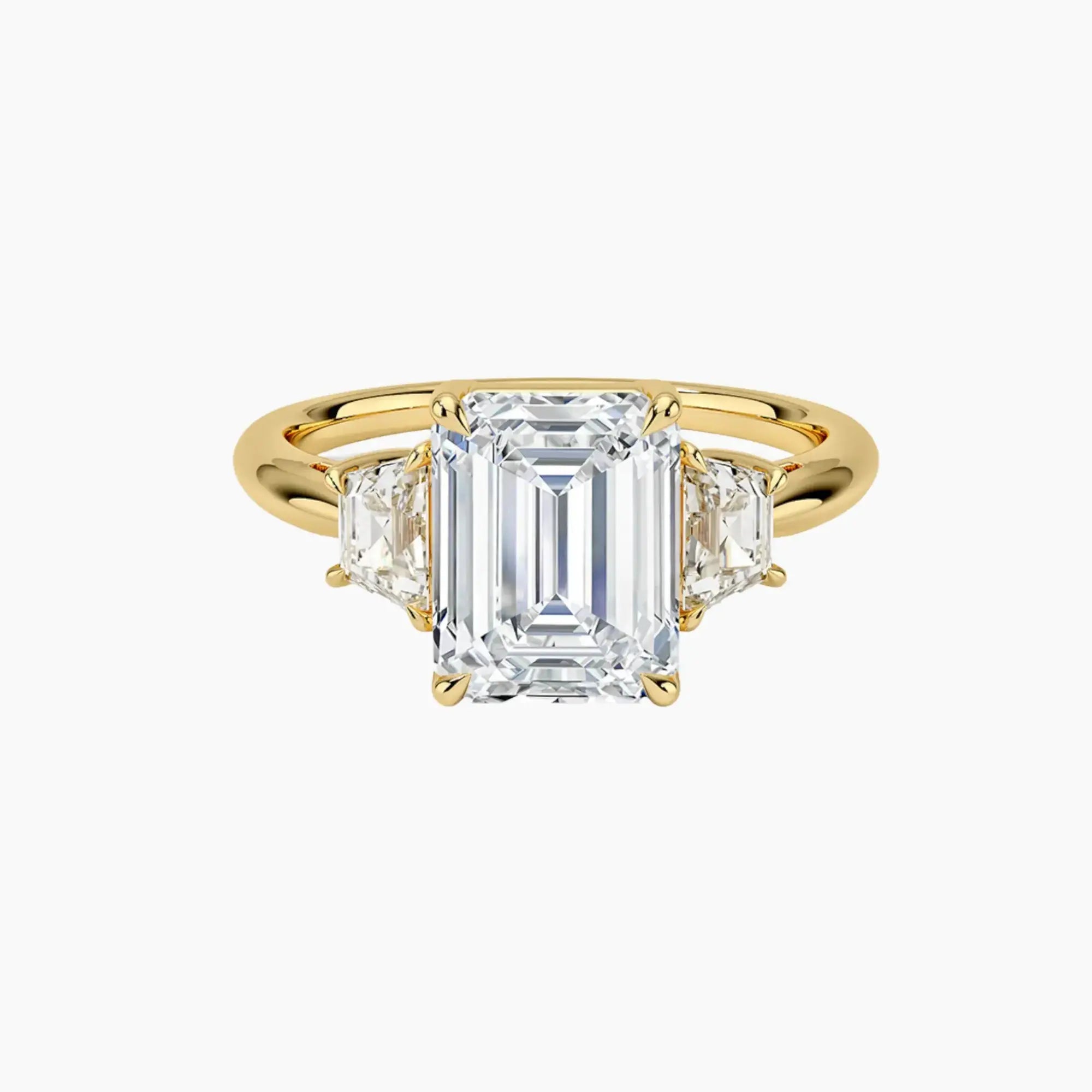 Oriana Emerald Three Stone 2.5 Carat Lab Grown Diamond Engagement Ring in 14K Rose Gold