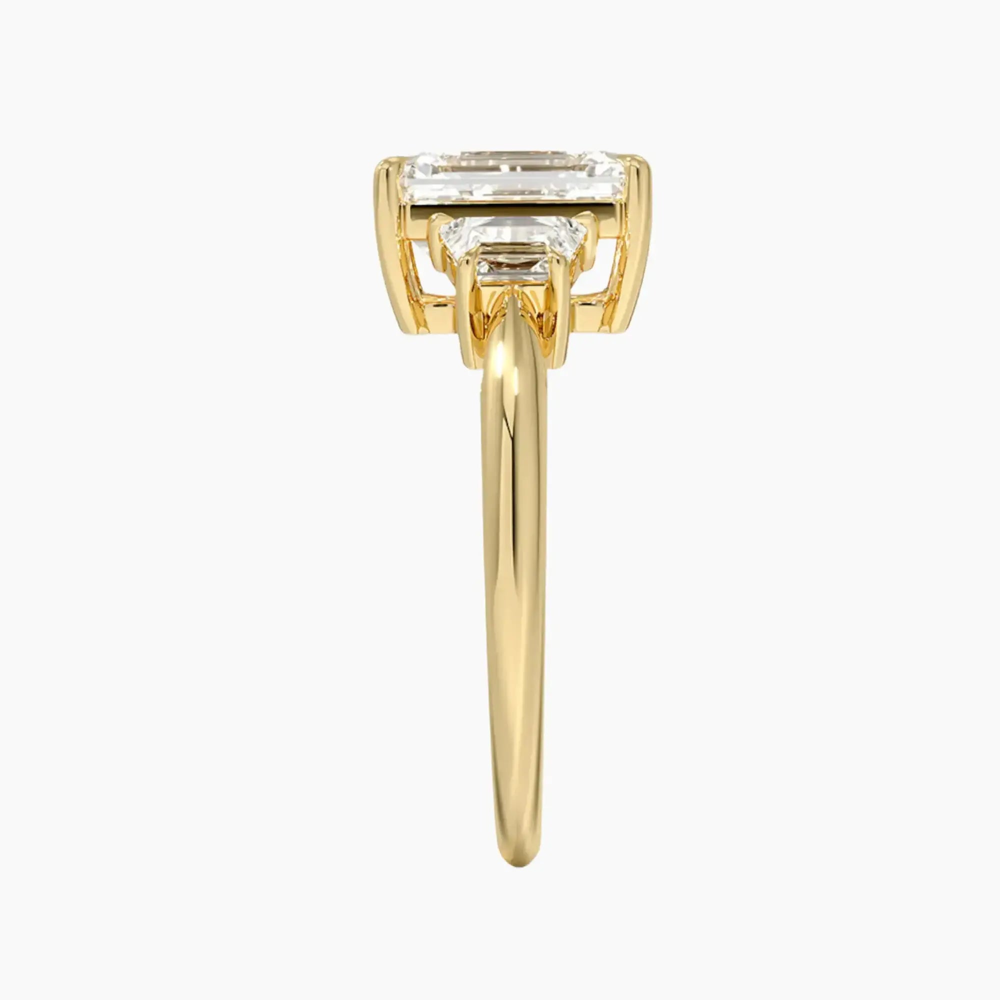 Oriana Emerald Three Stone 1.5 Carat Lab Grown Diamond Engagement Ring in 14K Yellow Gold
