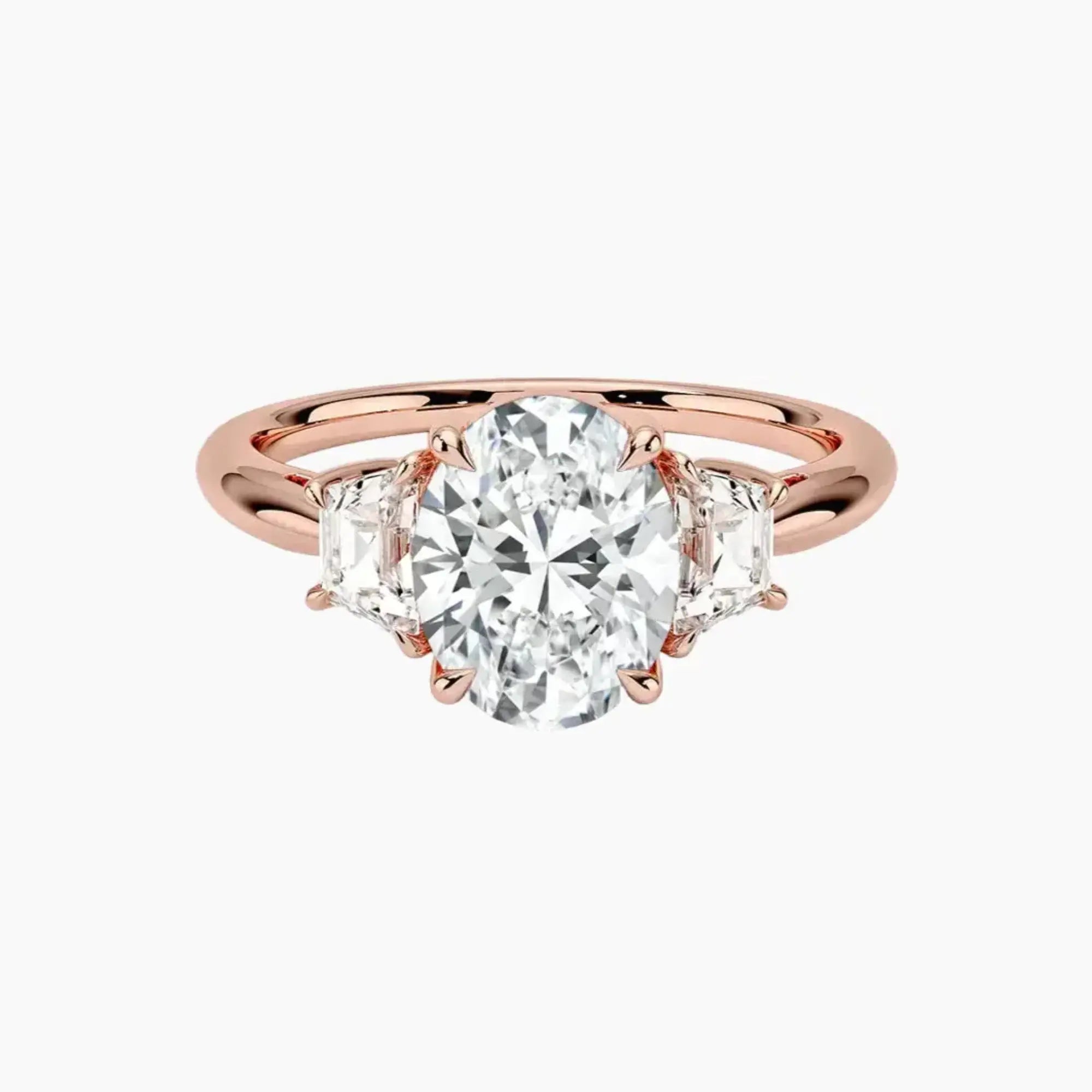 Oriana Oval Three Stone 2 Carat Lab Grown Diamond Engagement Ring in 14K White Gold