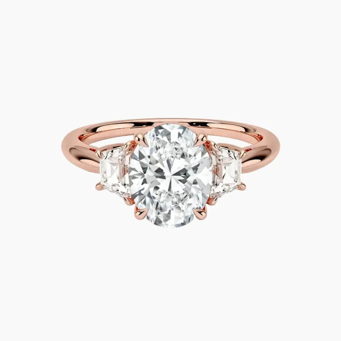 Oriana Oval Three Stone 2 Carat Lab Grown Diamond Engagement Ring in 18K White Gold