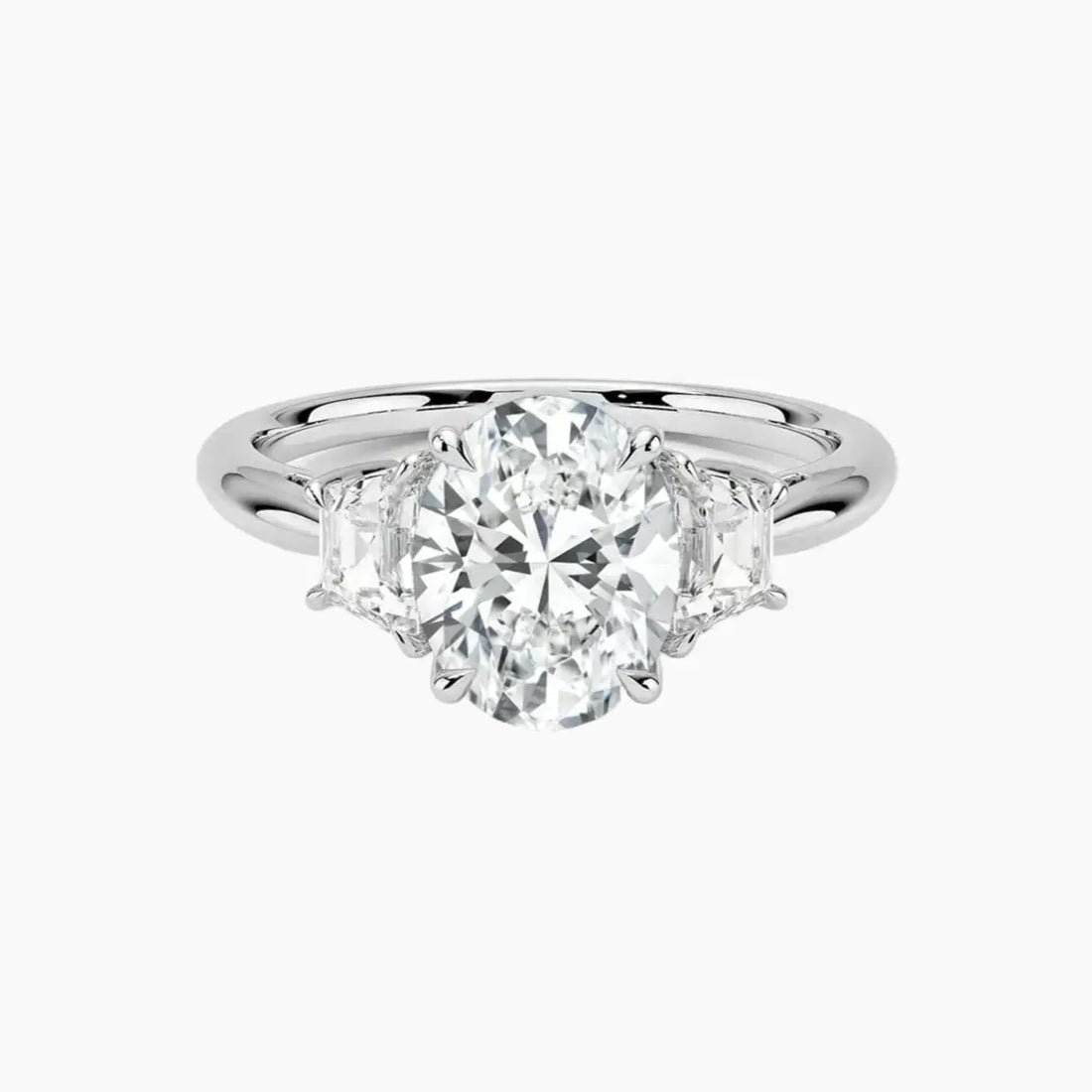 Oriana Oval Three Stone 2 Carat Lab Grown Diamond Engagement Ring in 14K White Gold