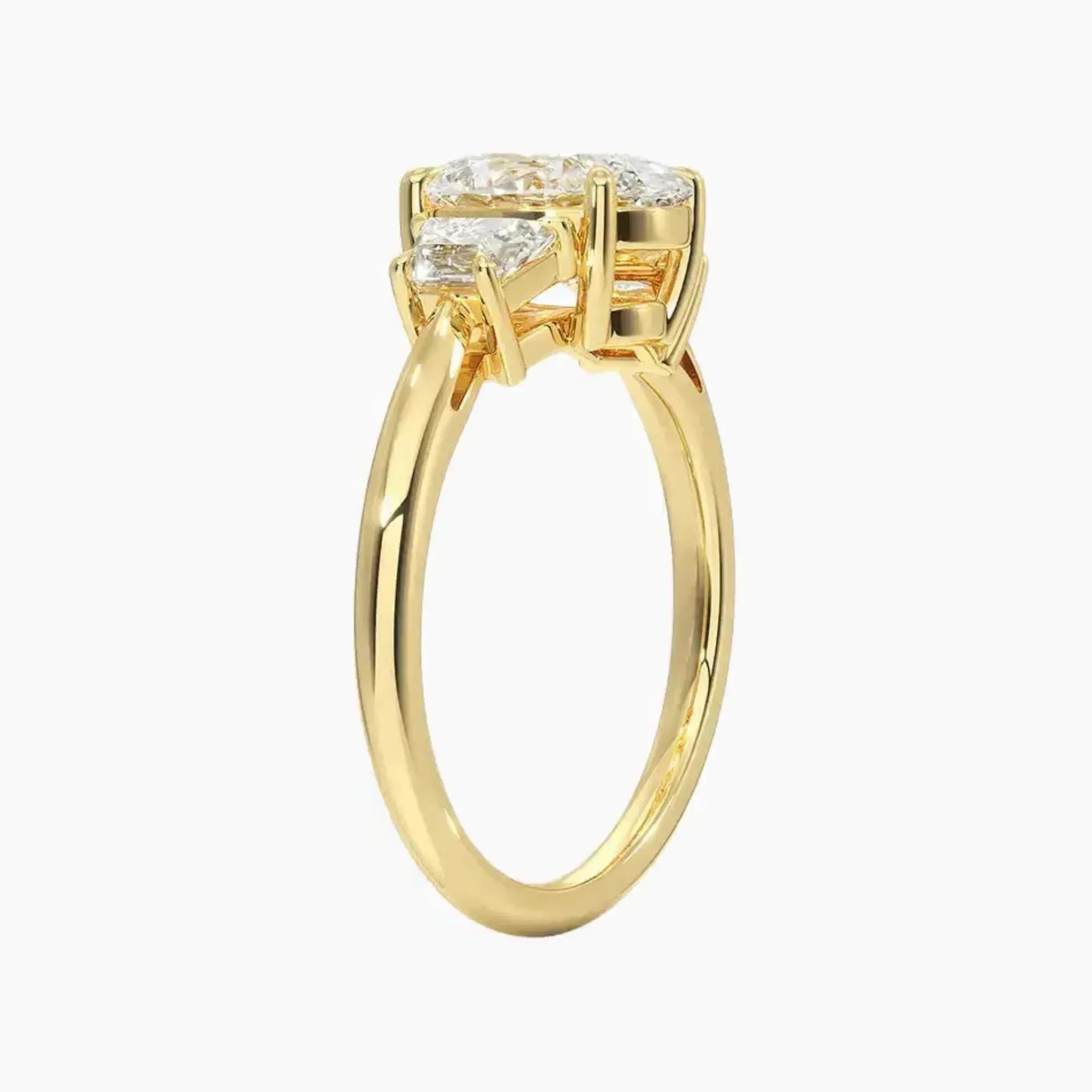 Oriana Oval Three Stone 2 Carat Lab Grown Diamond Engagement Ring in 18K Rose Gold