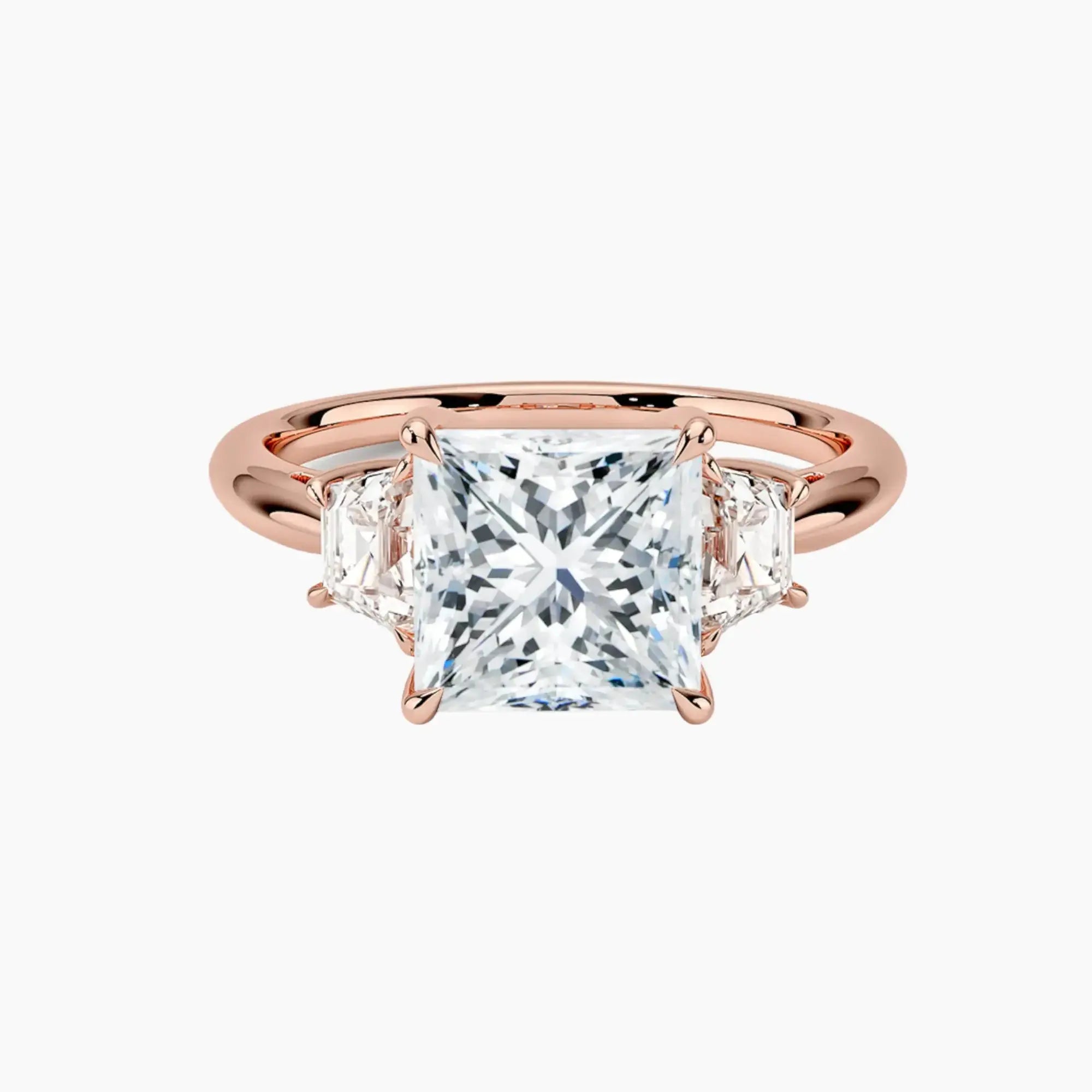 Oriana Princess Three Stone 2.5 Carat Lab Grown Diamond Engagement Ring in 14K Yellow Gold