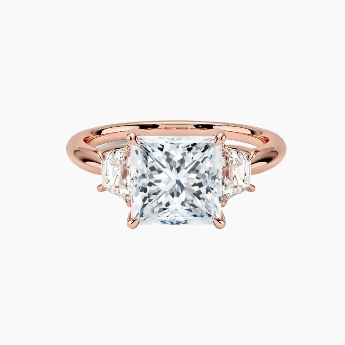 Oriana Princess Three Stone 2.5 Carat Lab Grown Diamond Engagement Ring in 14K Yellow Gold