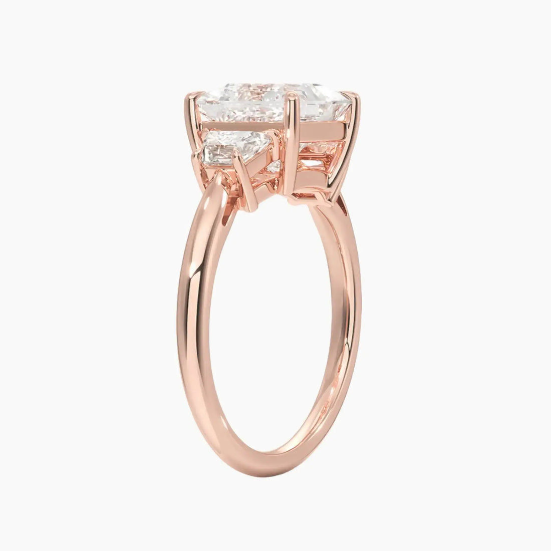 Oriana Princess Three Stone 1.5 Carat Lab Grown Diamond Engagement Ring in 18K Rose Gold