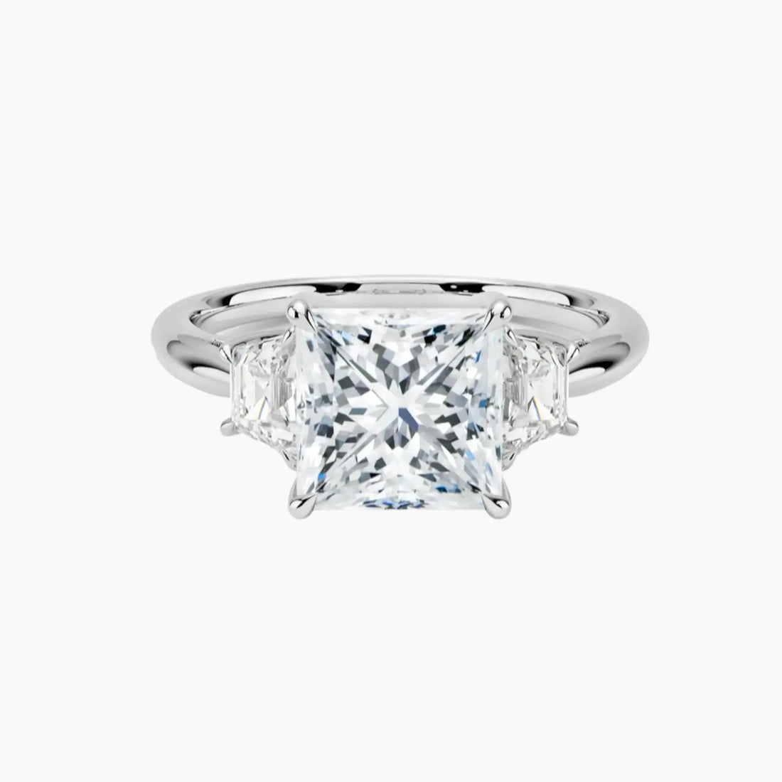Oriana Princess Three Stone 2.5 Carat Lab Grown Diamond Engagement Ring in 18K White Gold