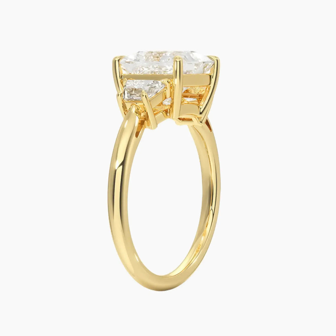Oriana Princess Three Stone 1 Carat Lab Grown Diamond Engagement Ring in 18K Yellow Gold
