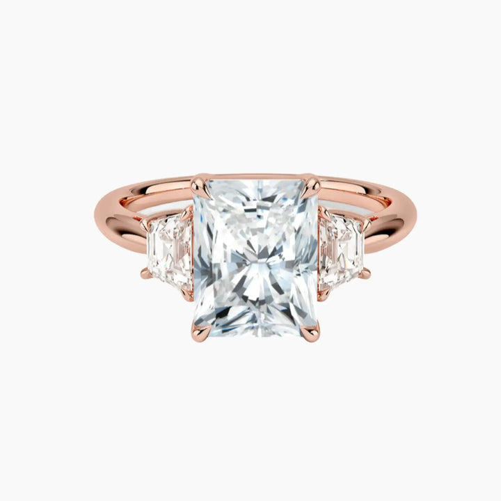 Oriana Radiant Three Stone 2 Carat Lab Grown Diamond Engagement Ring in 14K Rose Gold