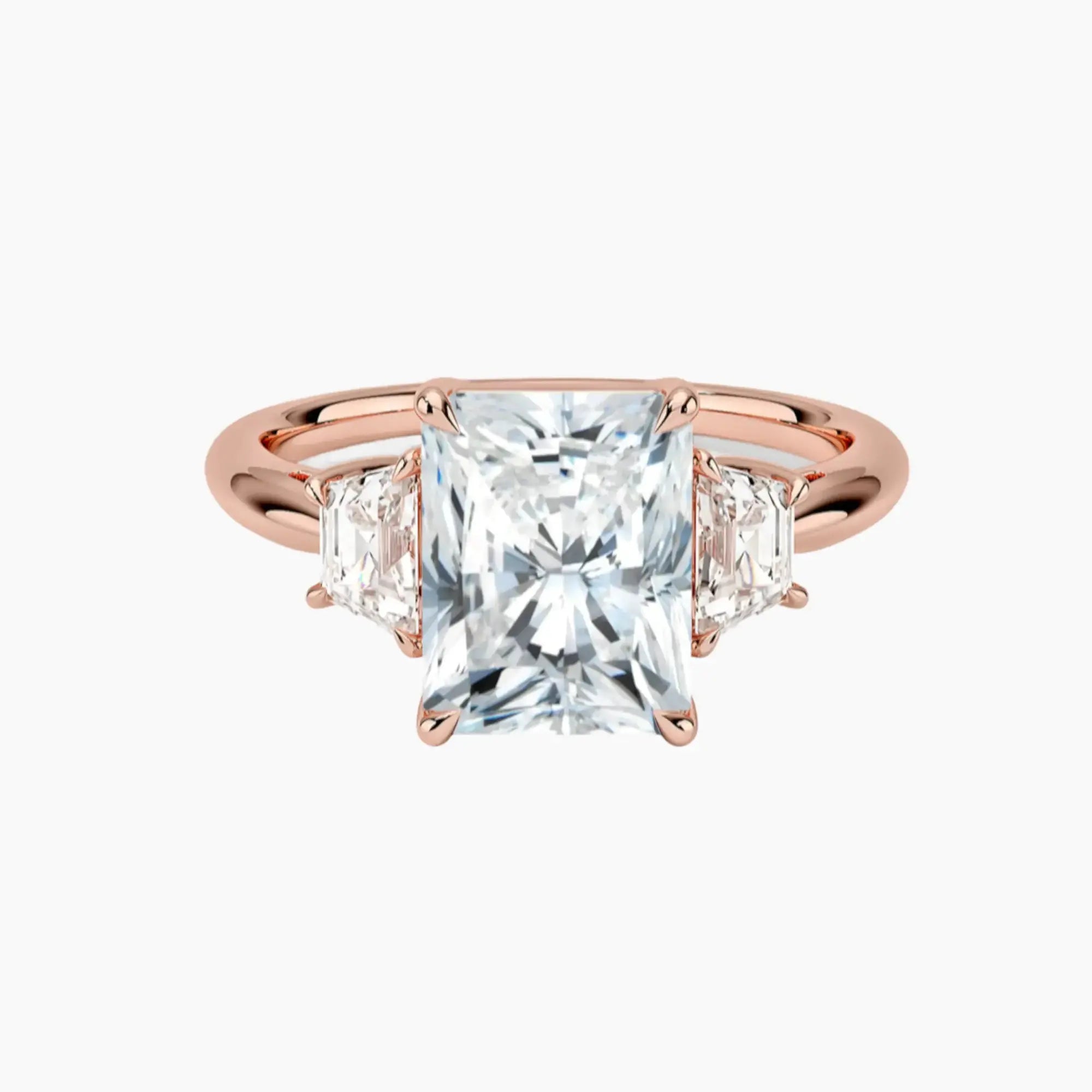 Oriana Radiant Three Stone 2.5 Carat Lab Grown Diamond Engagement Ring in 14K White Gold