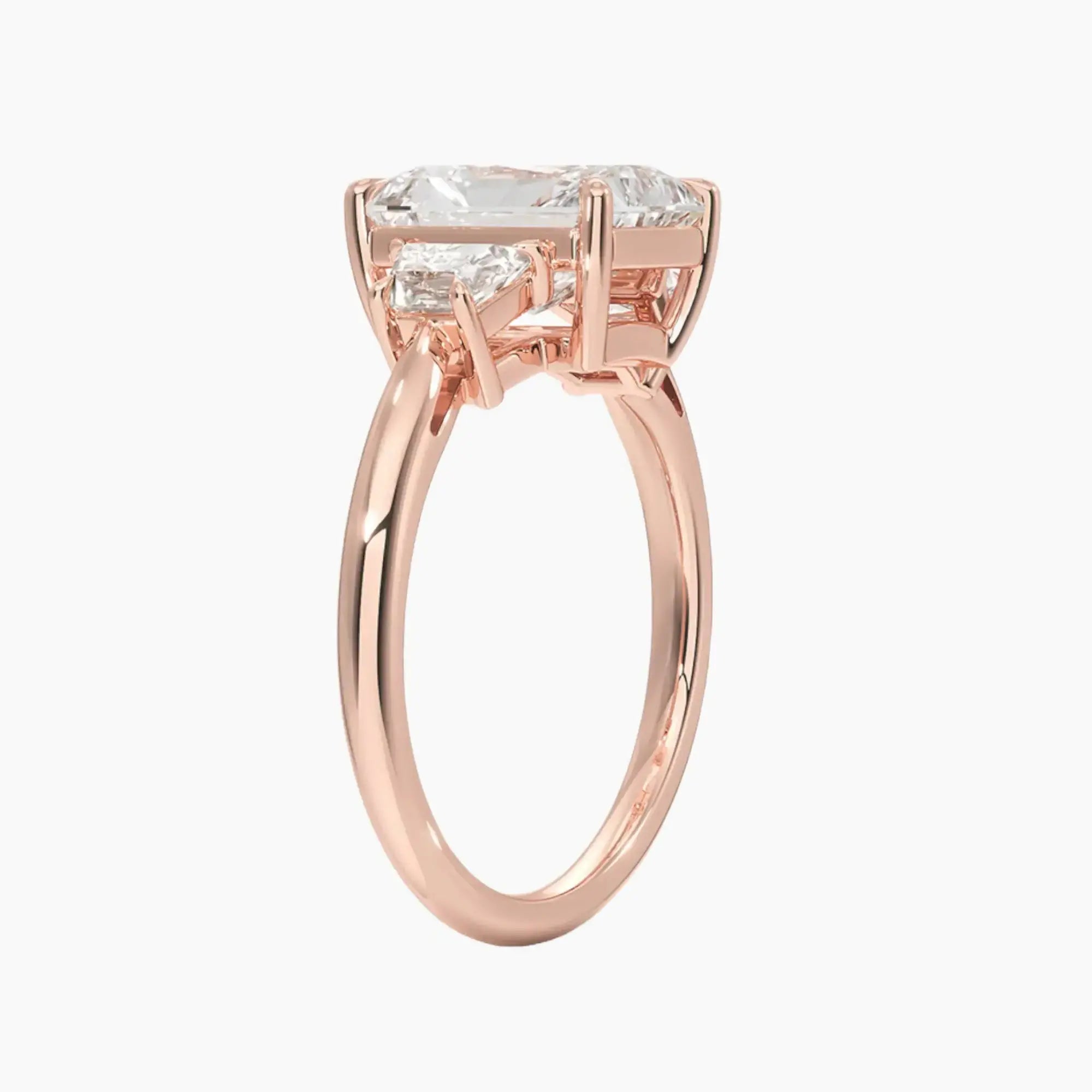 Oriana Radiant Three Stone 1 Carat Lab Grown Diamond Engagement Ring in 14K Rose Gold