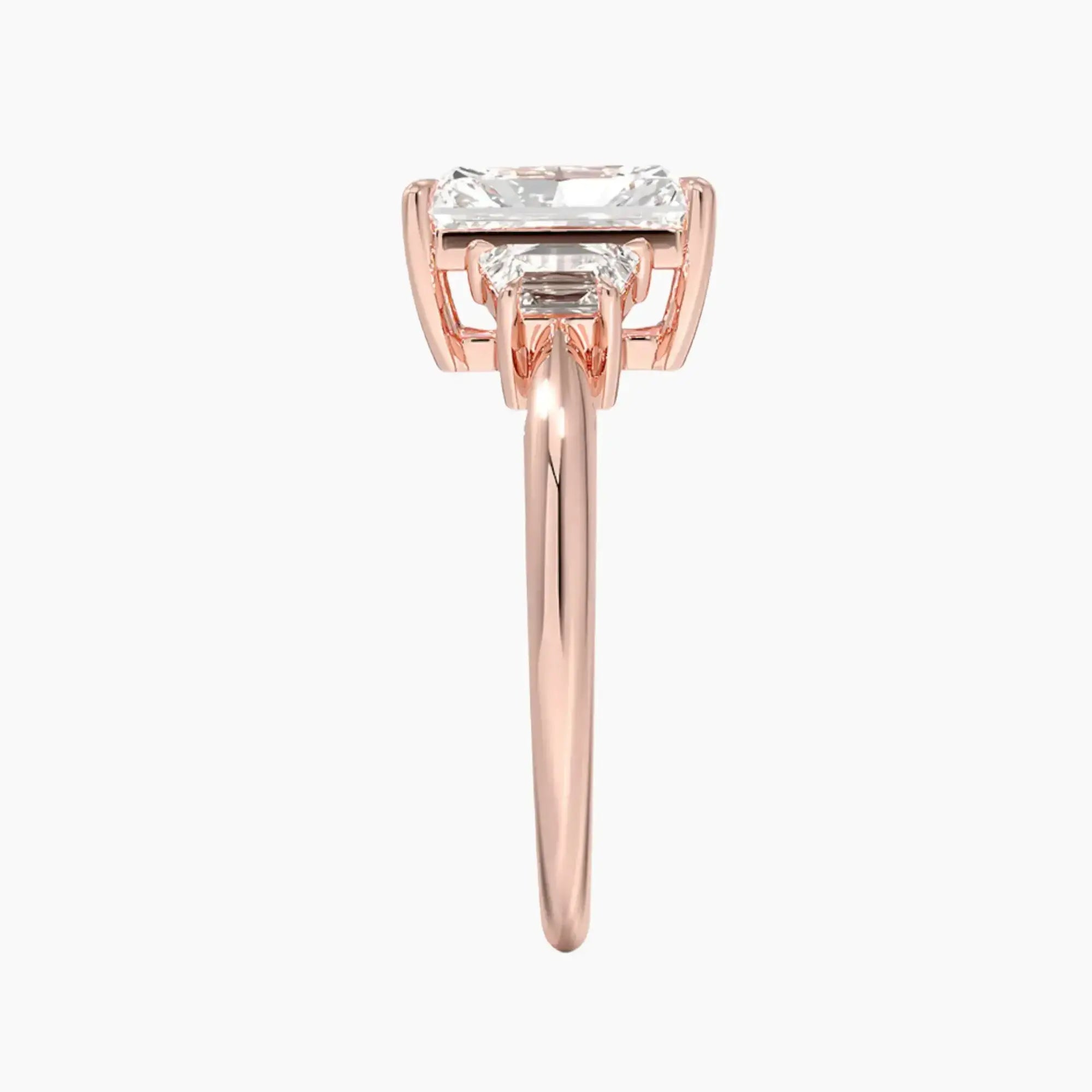 Oriana Radiant Three Stone 2.5 Carat Lab Grown Diamond Engagement Ring in 18K White Gold