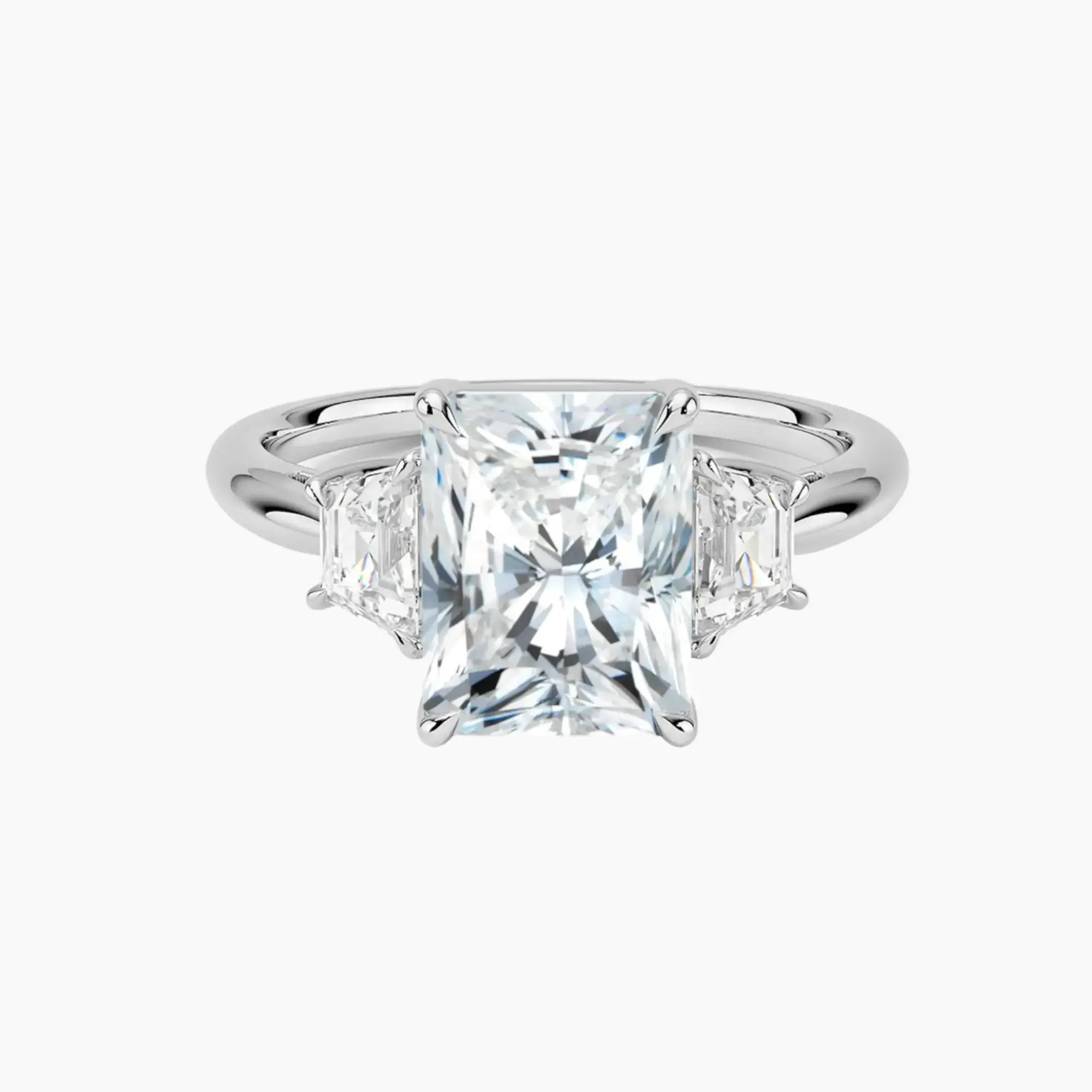 Oriana Radiant Three Stone 2 Carat Lab Grown Diamond Engagement Ring in 18K Yellow Gold