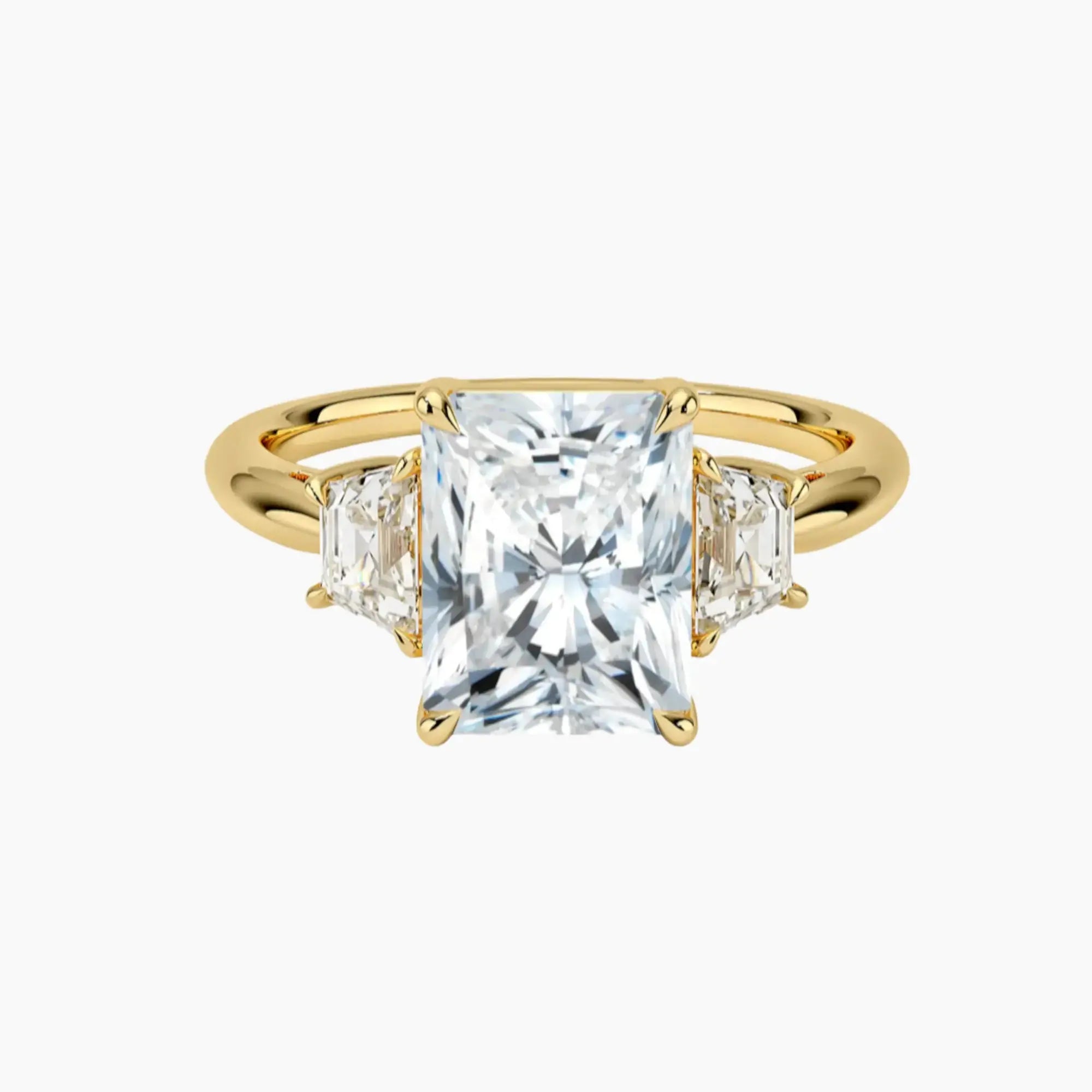 Oriana Radiant Three Stone 2 Carat Lab Grown Diamond Engagement Ring in 18K Rose Gold
