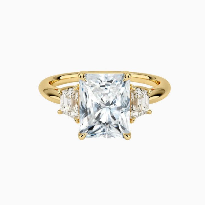 Oriana Radiant Three Stone 1 Carat Lab Grown Diamond Engagement Ring in 14K Yellow Gold
