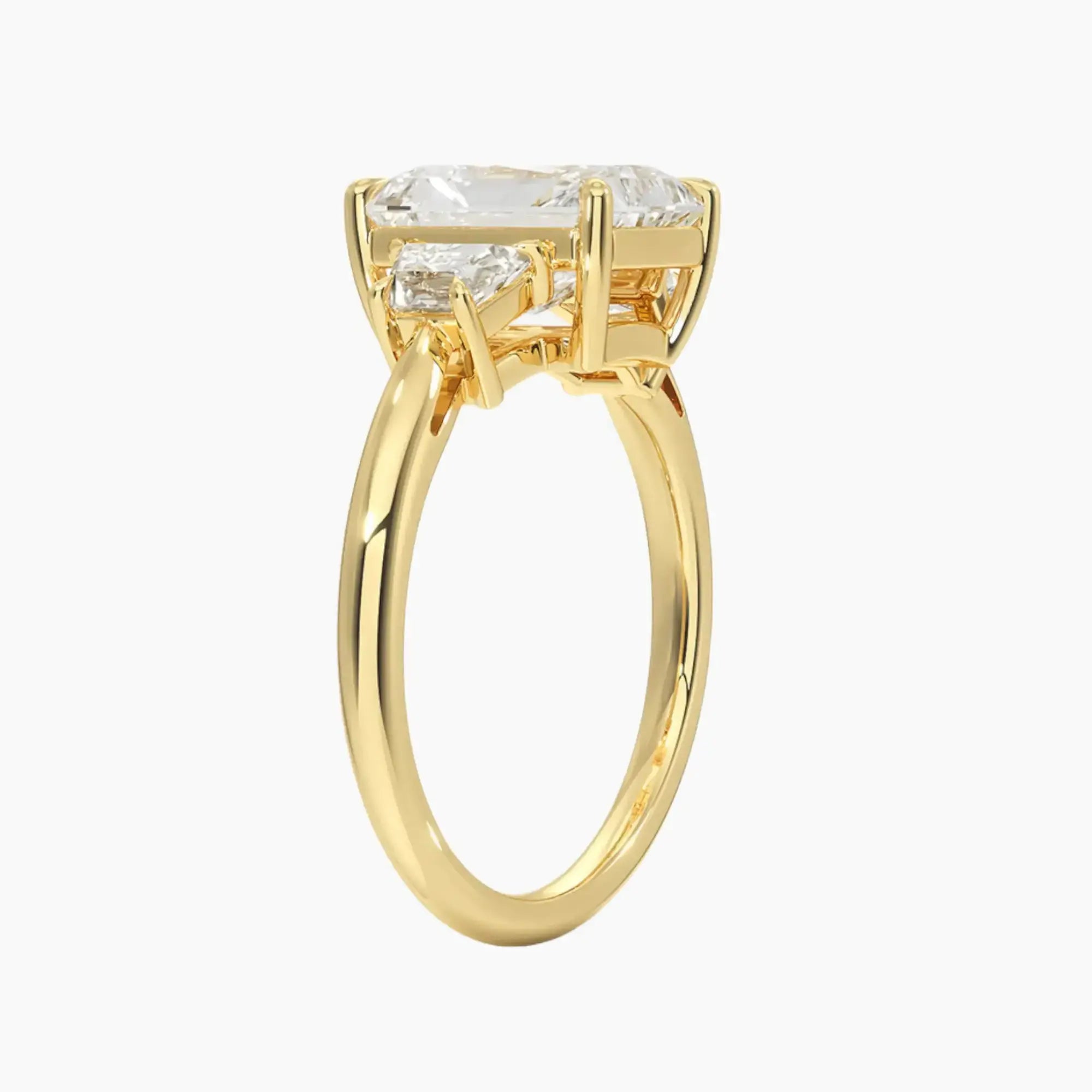 Oriana Radiant Three Stone 2 Carat Lab Grown Diamond Engagement Ring in 14K Rose Gold
