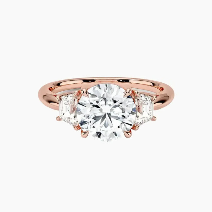 Oriana Round Three Stone 1 Carat Lab Grown Diamond Engagement Ring in 14K Rose Gold