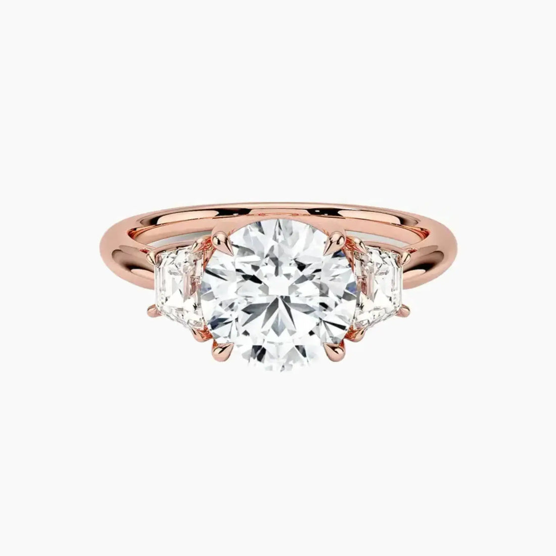 Oriana Round Three Stone 1 Carat Lab Grown Diamond Engagement Ring in 14K Yellow Gold