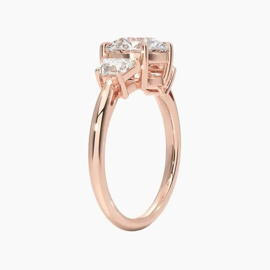 Oriana Round Three Stone 1 Carat Lab Grown Diamond Engagement Ring in 18K Yellow Gold