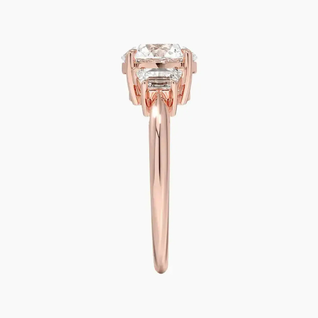 Oriana Round Three Stone Diamond Ring Setting in 14K White Gold