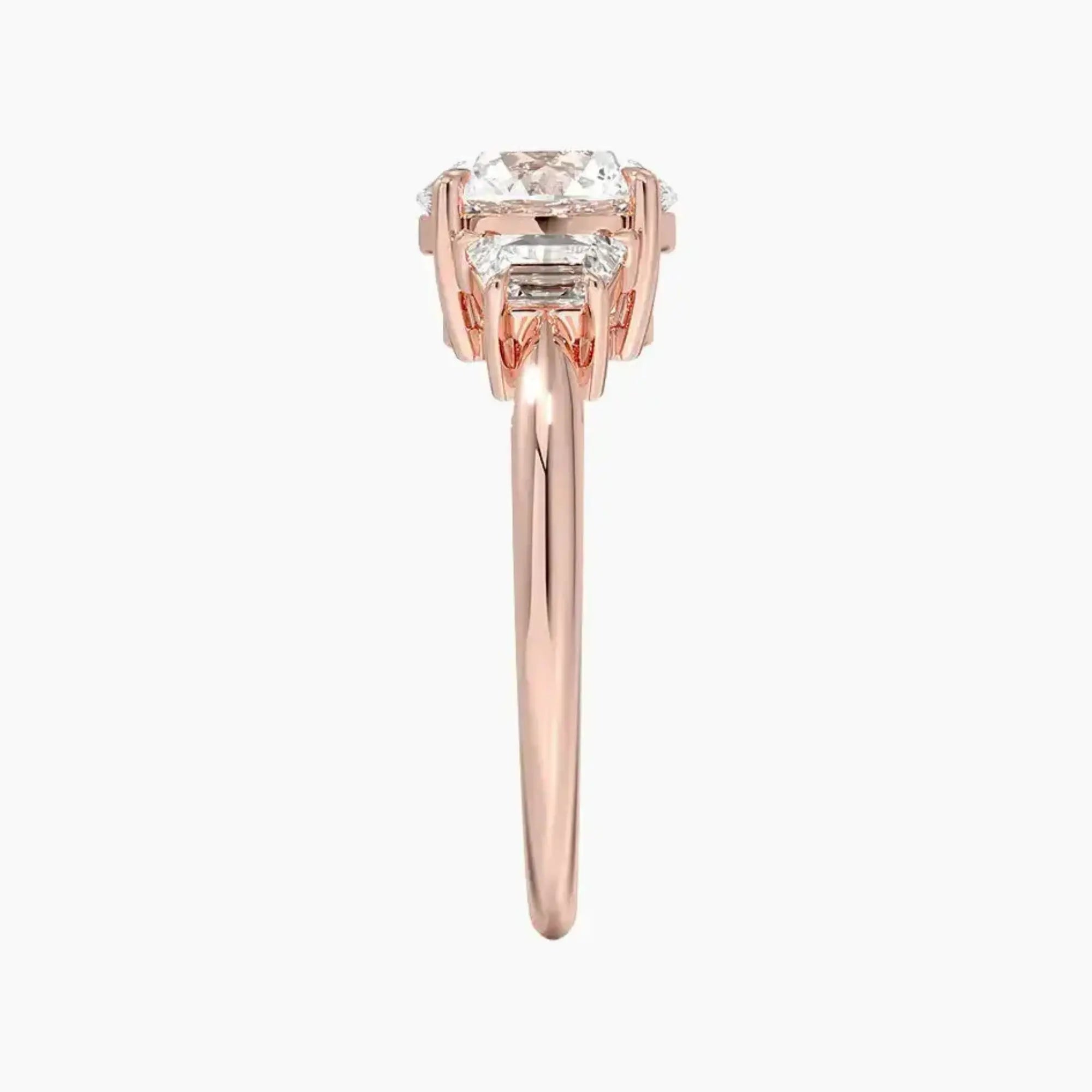 Oriana Round Three Stone 1.5 Carat Lab Grown Diamond Engagement Ring in 14K Rose Gold