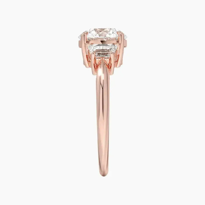 Oriana Round Three Stone 2 Carat Lab Grown Diamond Engagement Ring in 18K Yellow Gold