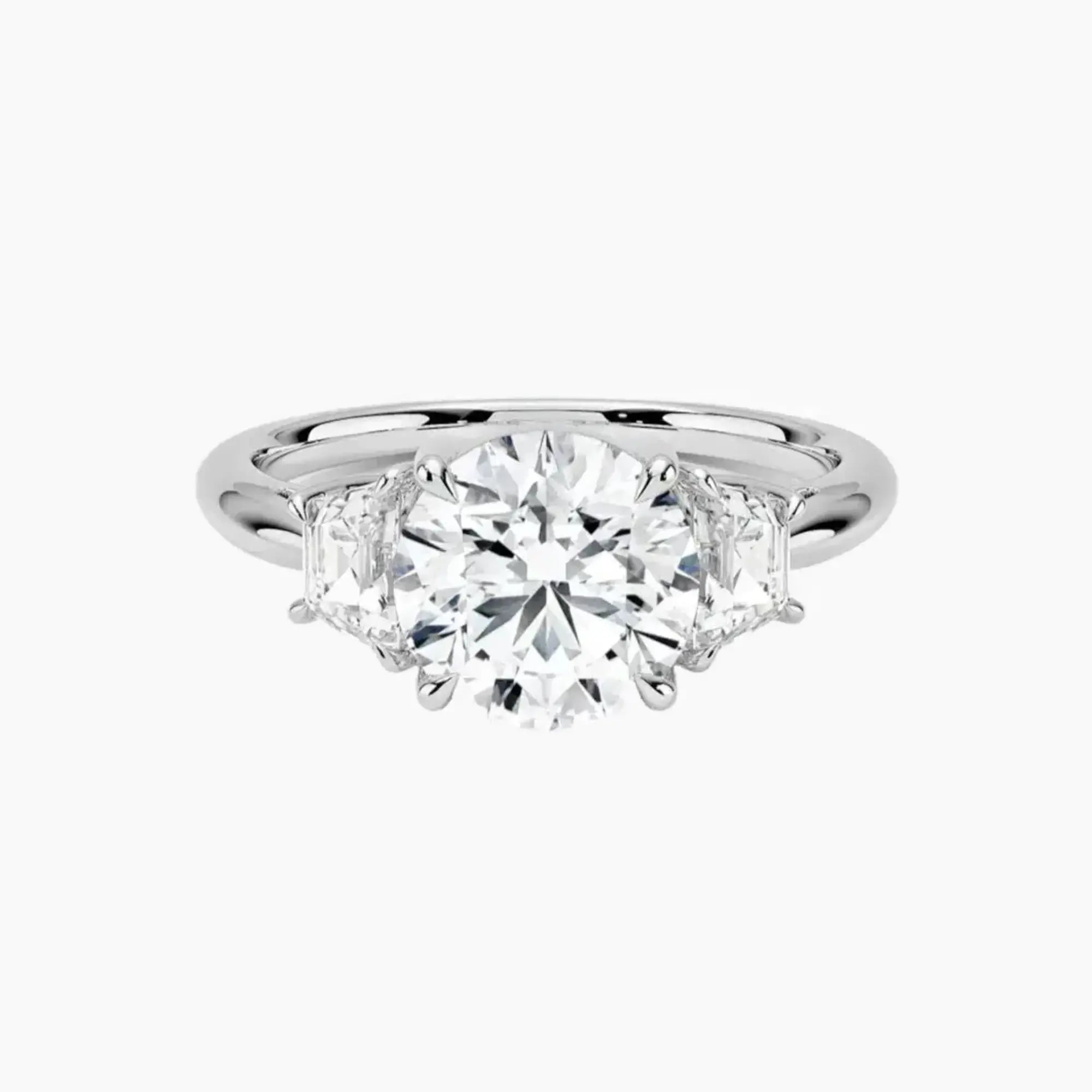 Oriana Round Three Stone 2.5 Carat Lab Grown Diamond Engagement Ring in 18K Yellow Gold