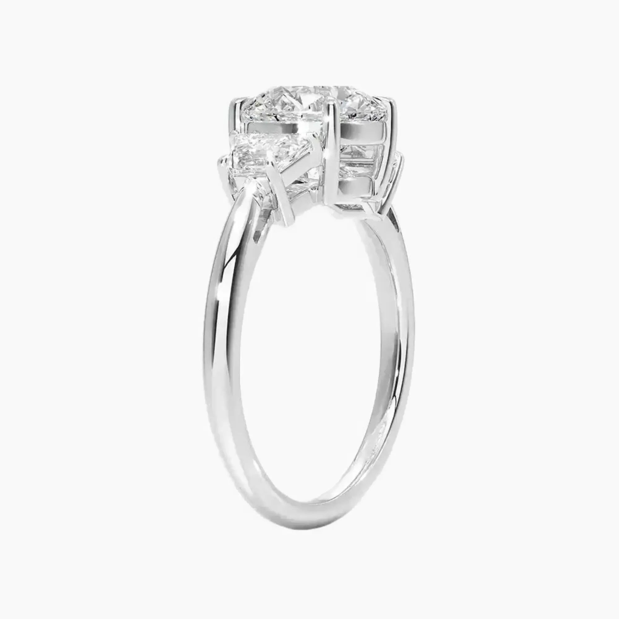 Oriana Round Three Stone 2.5 Carat Lab Grown Diamond Engagement Ring in 18K Yellow Gold