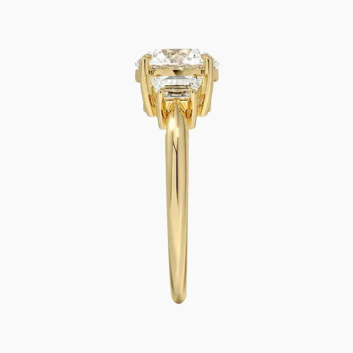 Oriana Round Three Stone 2 Carat Lab Grown Diamond Engagement Ring in 18K Rose Gold
