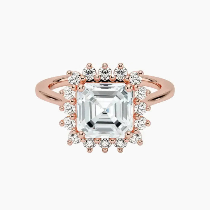 Soraya Asscher Designer 2.5 Carat Lab Grown Diamond Engagement Ring in 18K Rose Gold