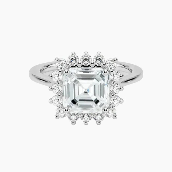 Soraya Asscher Designer 2 Carat Lab Grown Diamond Engagement Ring in 14K White Gold