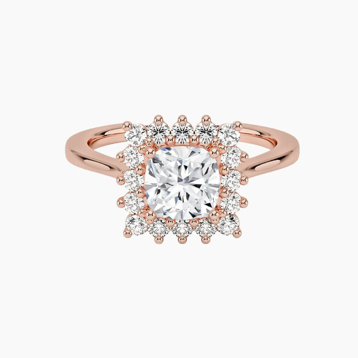 Soraya Cushion Designer 2 Carat Lab Grown Diamond Engagement Ring in 18K Rose Gold