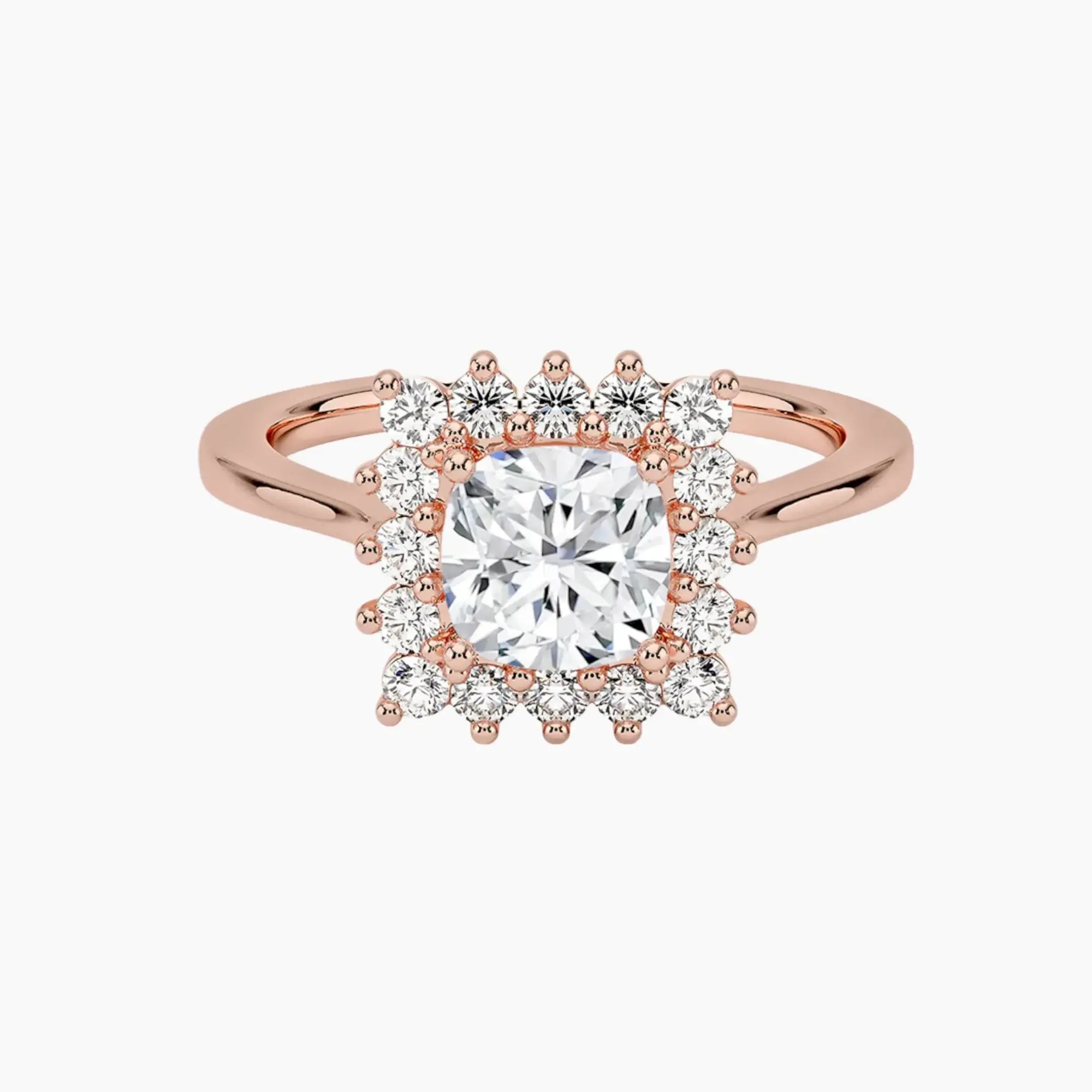 Soraya Cushion Designer 1.5 Carat Lab Grown Diamond Engagement Ring in 14K Rose Gold