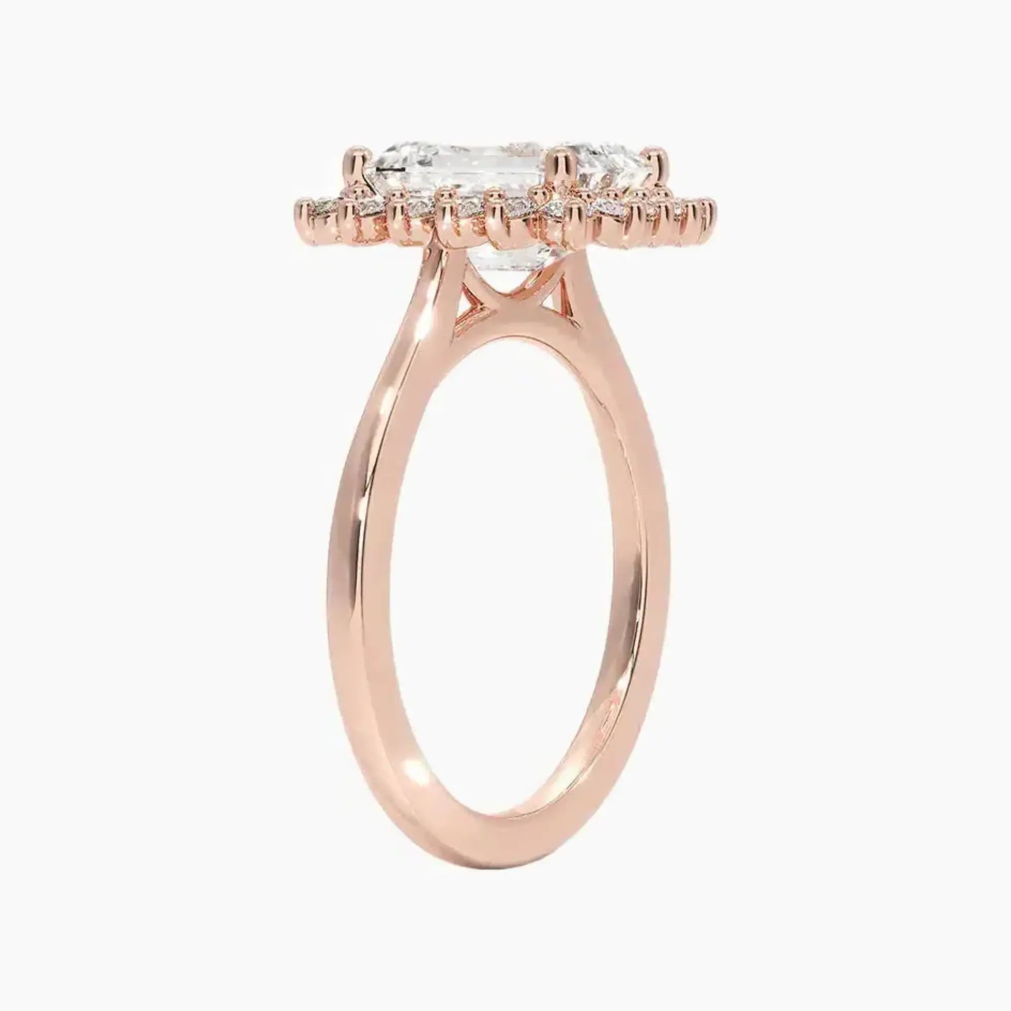 Soraya Emerald Designer 1.5 Carat Lab Grown Diamond Engagement Ring in 14K Rose Gold