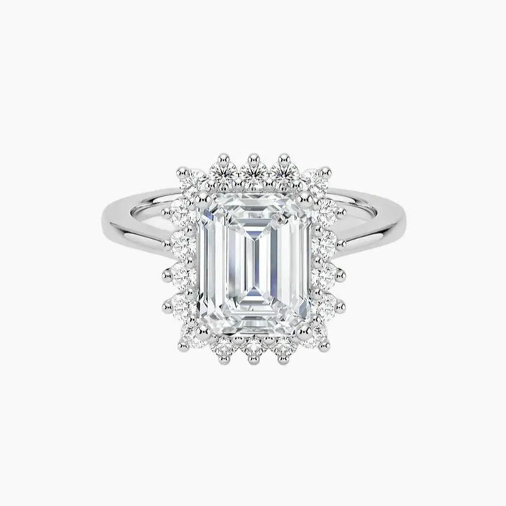 Soraya Emerald Designer 3 Carat Lab Grown Diamond Engagement Ring in 14K White Gold