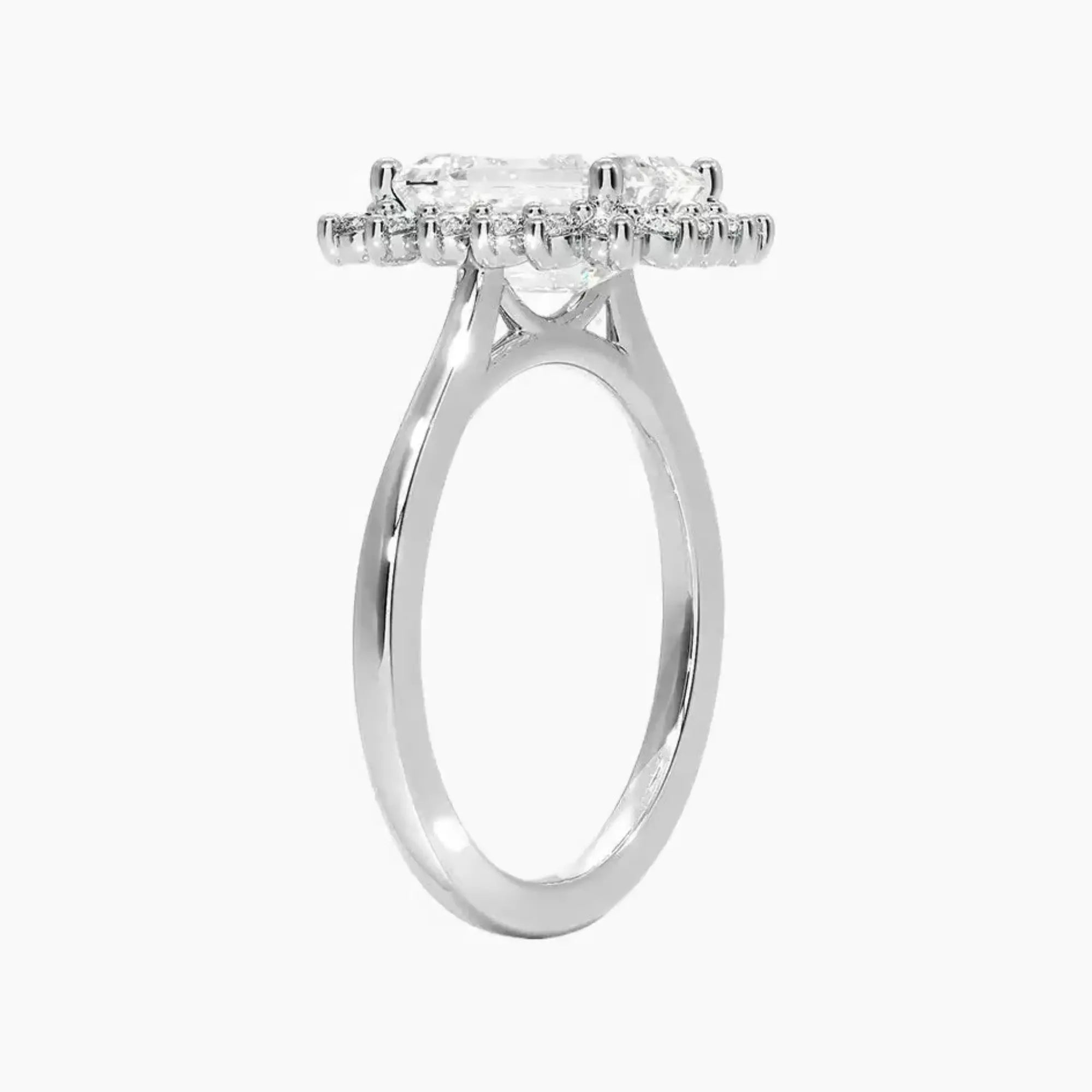 Soraya Emerald Designer 2.5 Carat Lab Grown Diamond Engagement Ring in 18K White Gold