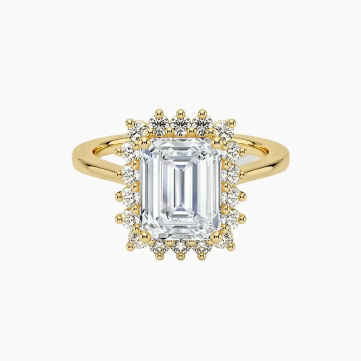 Soraya Emerald Designer 1 Carat Lab Grown Diamond Engagement Ring in 18K Yellow Gold