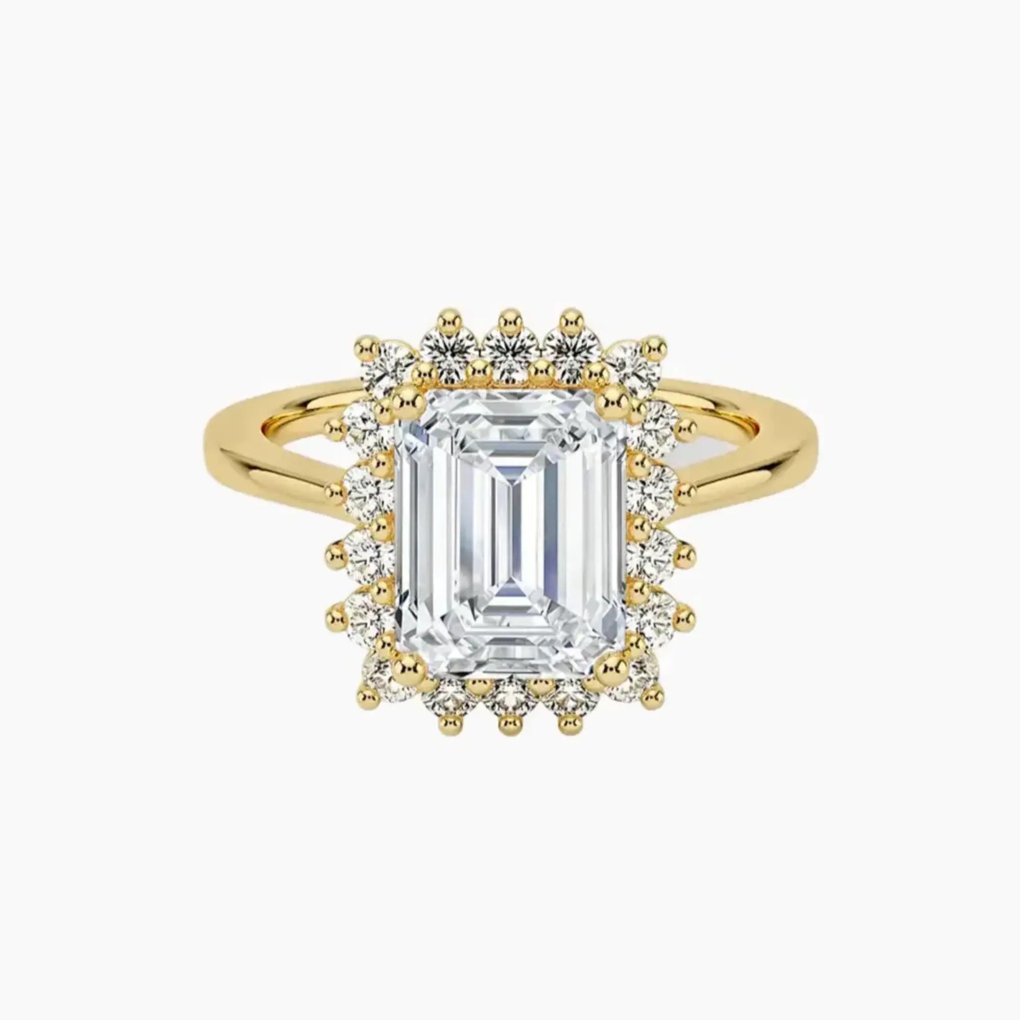 Soraya Emerald Designer 2.5 Carat Lab Grown Diamond Engagement Ring in 18K White Gold