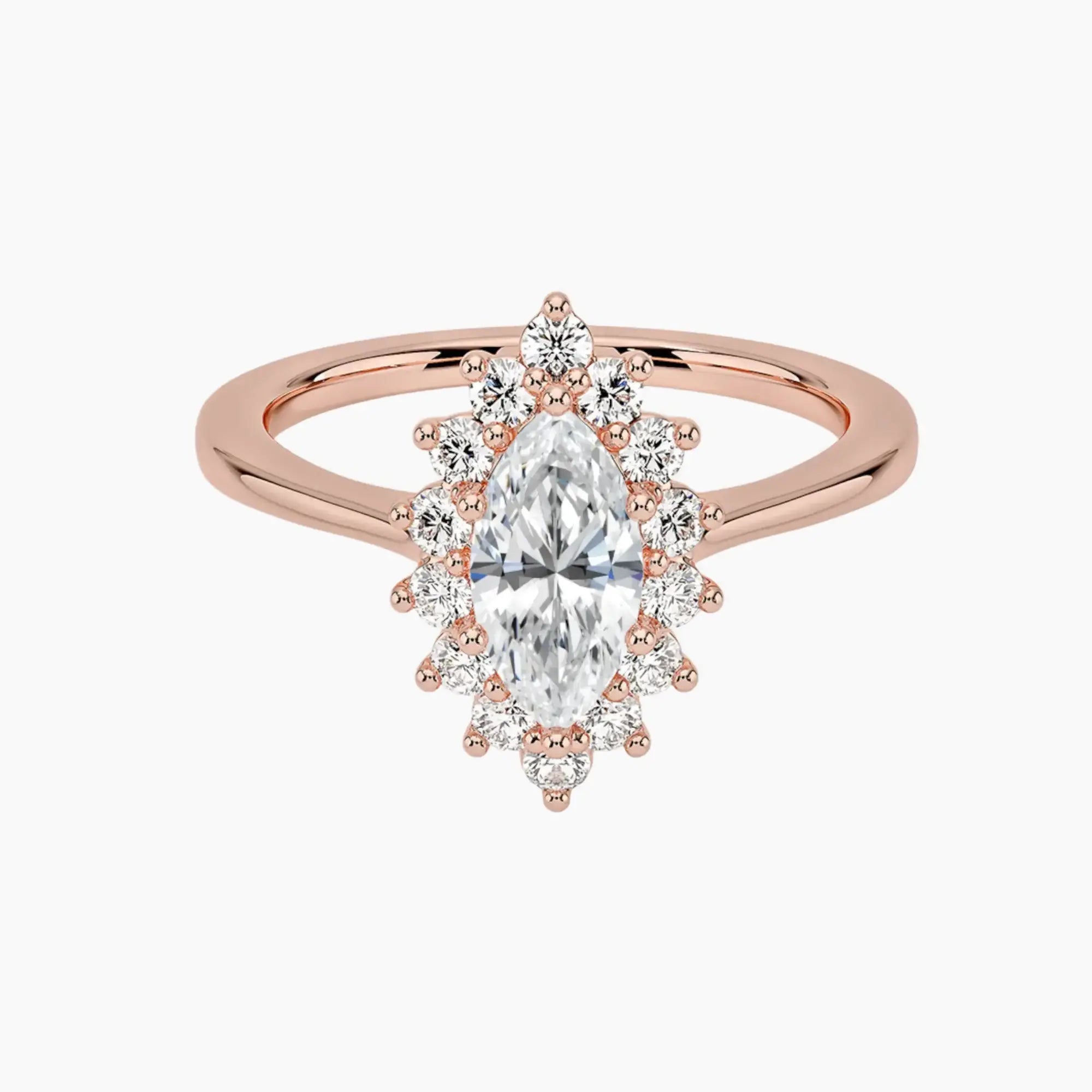 Soraya Marquise Designer 2 Carat Lab Grown Diamond Engagement Ring in 18K Rose Gold