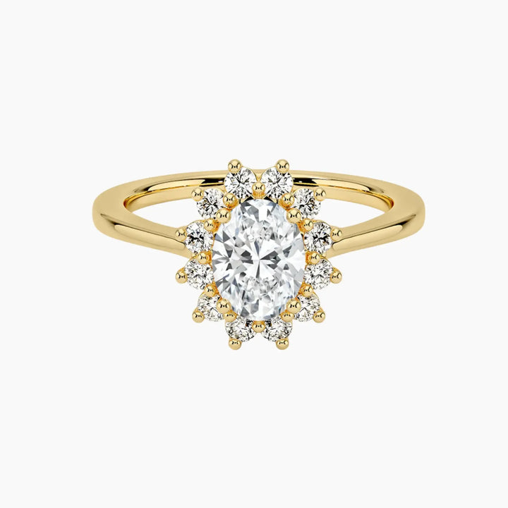 Soraya Oval Designer 2 Carat Lab Grown Diamond Engagement Ring in 18K Yellow Gold