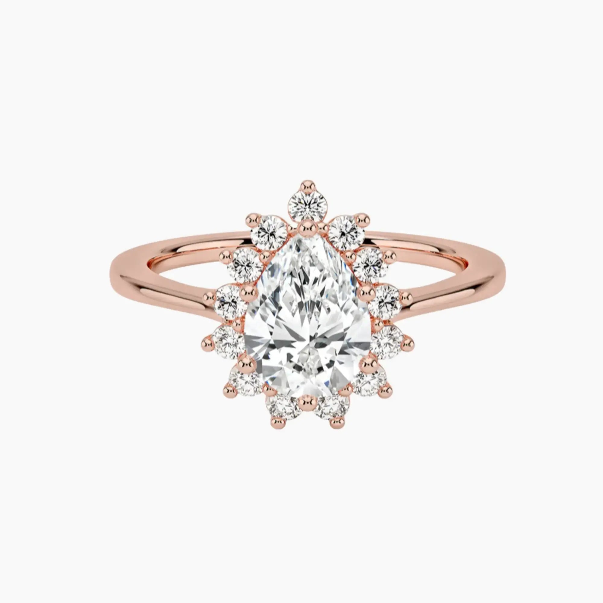 Soraya Pear Designer 3 Carat Lab Grown Diamond Engagement Ring in 14K Rose Gold